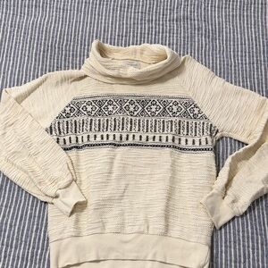 Lucky Brand Cream and Black Patterned Turtleneck Sweater